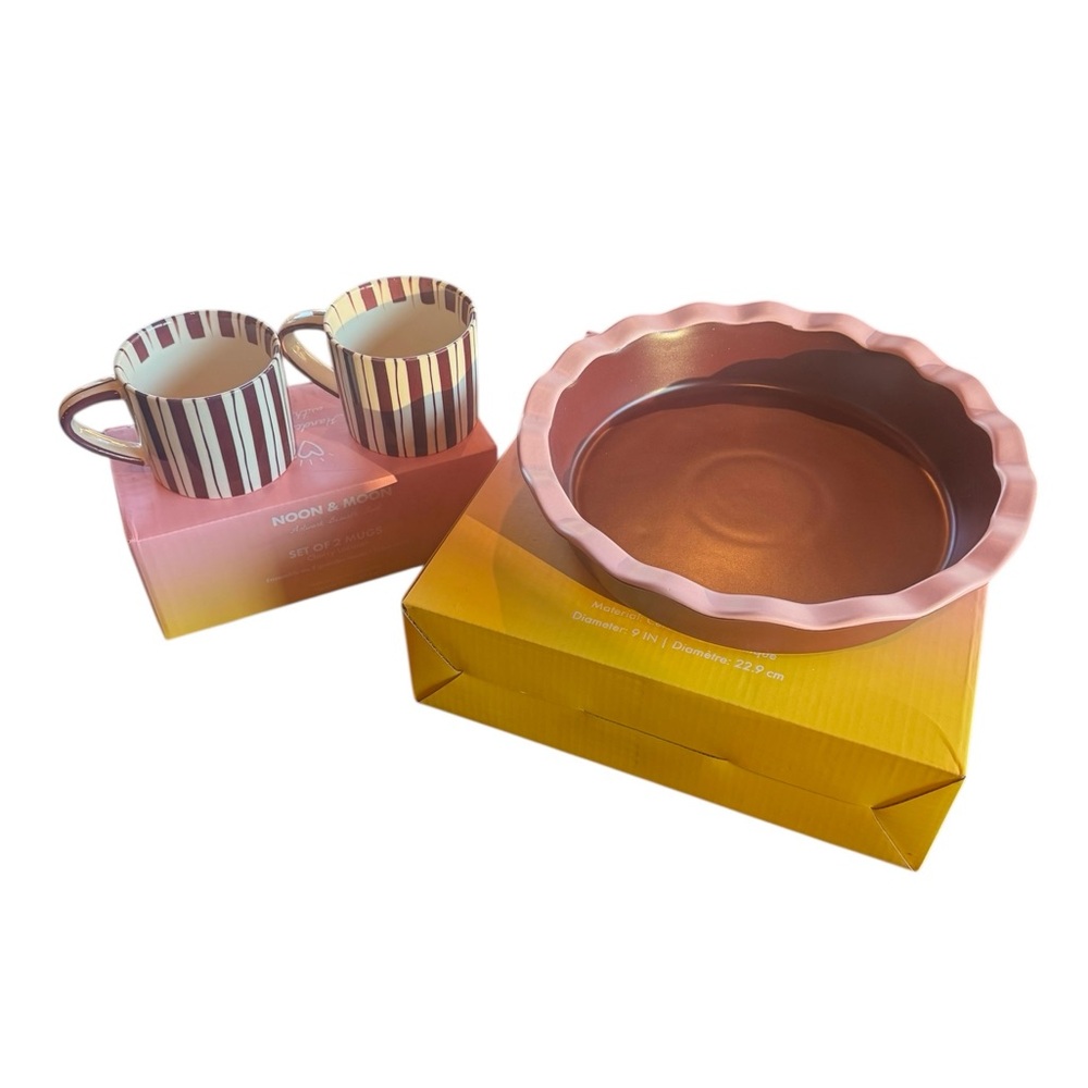 Noon & Moon Hand Crafted Ceramic Pie Dish and Mug Set